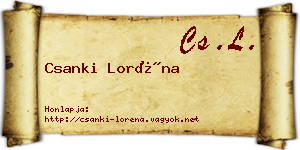 Csanki Loréna névjegykártya